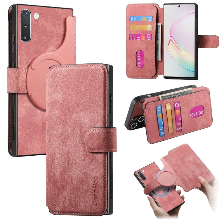 For Samsung Galaxy Note10 CaseNeo MagSafe RFID Anti-theft Retro Leather Phone Case(Pink)