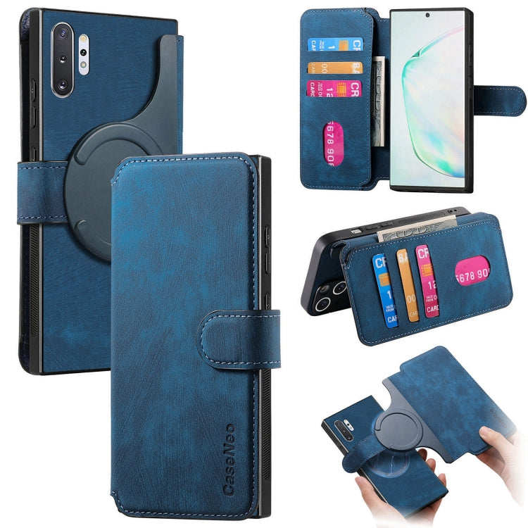 For Samsung Galaxy Note10+ CaseNeo MagSafe RFID Anti-theft Retro Leather Phone Case(Blue)