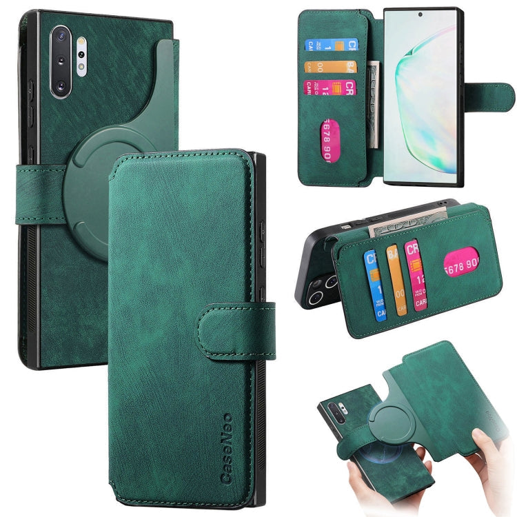 For Samsung Galaxy Note10+ CaseNeo MagSafe RFID Anti-theft Retro Leather Phone Case(Green)