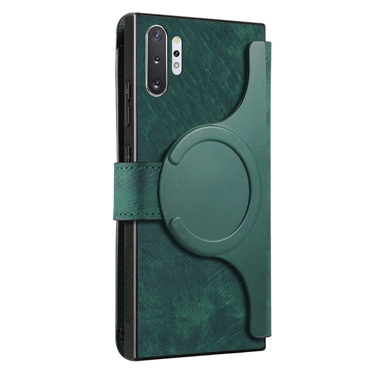 For Samsung Galaxy Note10+ CaseNeo MagSafe RFID Anti-theft Retro Leather Phone Case(Green)