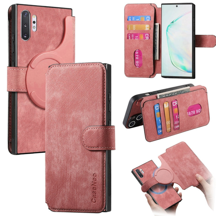 For Samsung Galaxy Note10+ CaseNeo MagSafe RFID Anti-theft Retro Leather Phone Case(Pink)