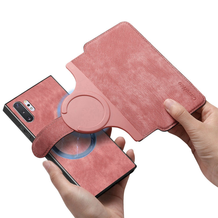 For Samsung Galaxy Note10+ CaseNeo MagSafe RFID Anti-theft Retro Leather Phone Case(Pink)