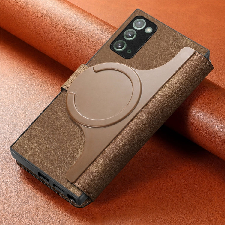 For Samsung Galaxy Note20 CaseNeo MagSafe RFID Anti-theft Retro Leather Phone Case(Brown)