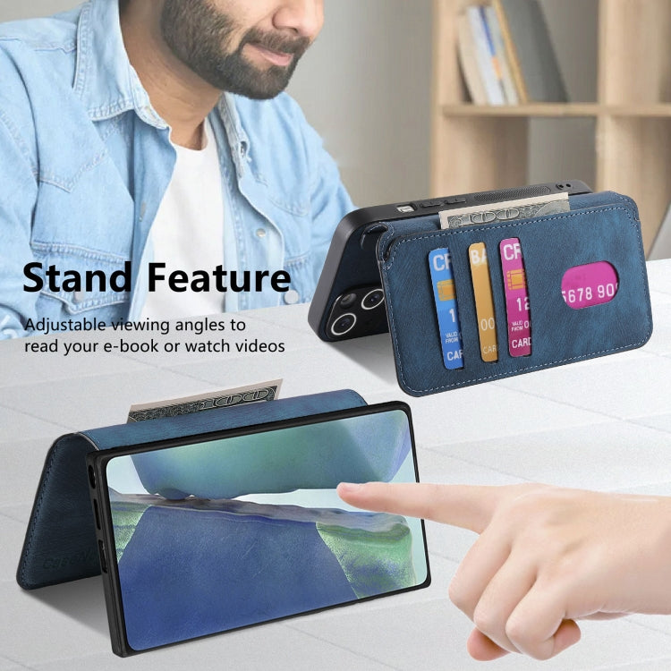 For Samsung Galaxy Note20 CaseNeo MagSafe RFID Anti-theft Retro Leather Phone Case(Blue)