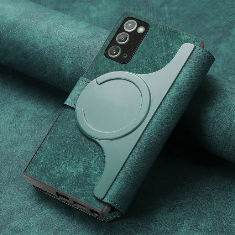 For Samsung Galaxy Note20 CaseNeo MagSafe RFID Anti-theft Retro Leather Phone Case(Green)