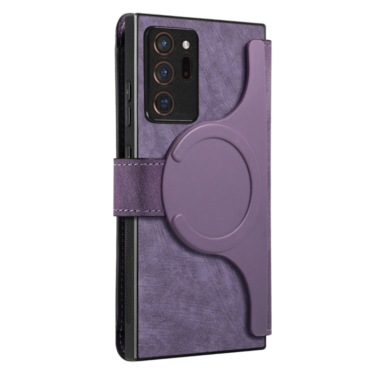 For Samsung Galaxy Note20 Ultra CaseNeo MagSafe RFID Anti-theft Retro Leather Phone Case(Purple)