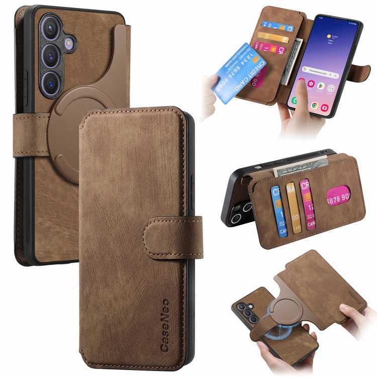 For Samsung Galaxy S24 FE 5G CaseNeo MagSafe RFID Anti-theft Retro Leather Phone Case(Brown)