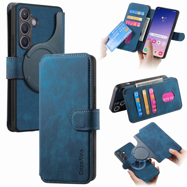 For Samsung Galaxy S24 FE 5G CaseNeo MagSafe RFID Anti-theft Retro Leather Phone Case(Blue)
