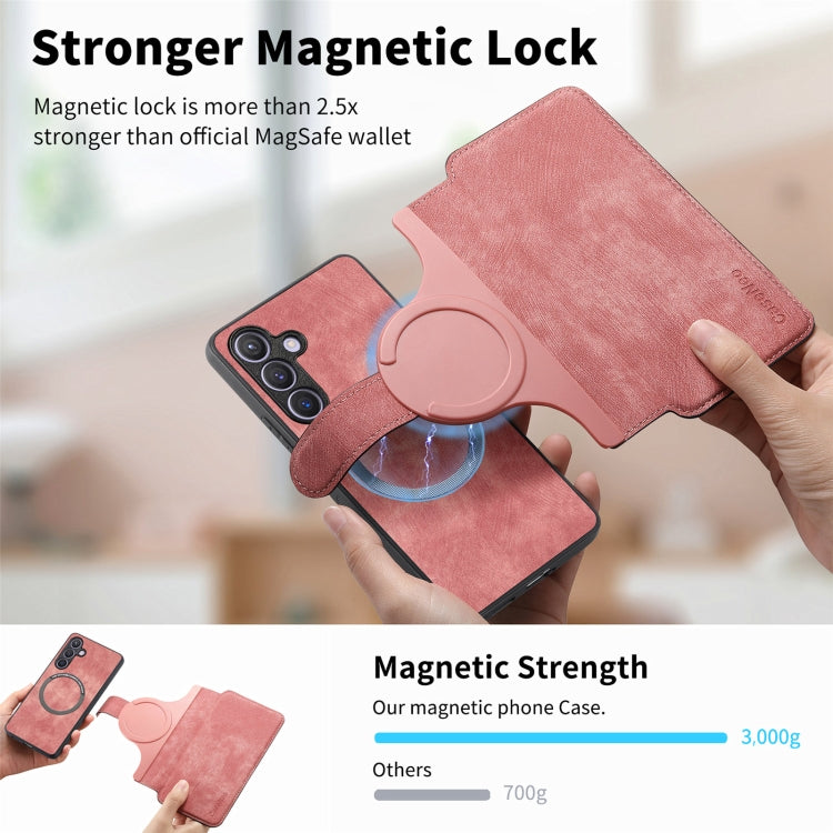 For Samsung Galaxy S24 FE 5G CaseNeo MagSafe RFID Anti-theft Retro Leather Phone Case(Pink)