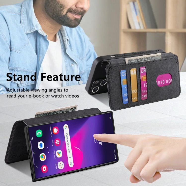 For Samsung Galaxy S24 Ultra 5G CaseNeo MagSafe RFID Anti-theft Retro Leather Phone Case(Black)