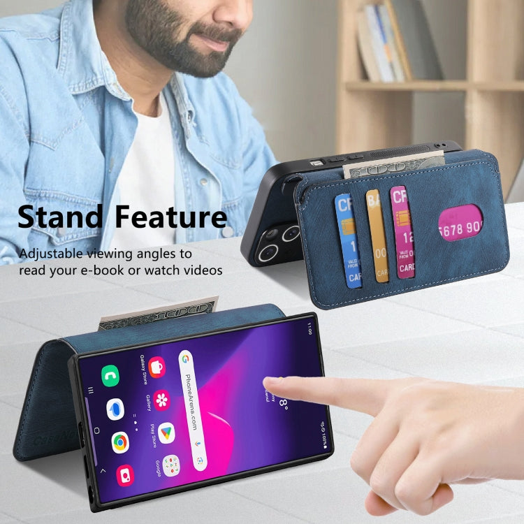 For Samsung Galaxy S24 Ultra 5G CaseNeo MagSafe RFID Anti-theft Retro Leather Phone Case(Blue)