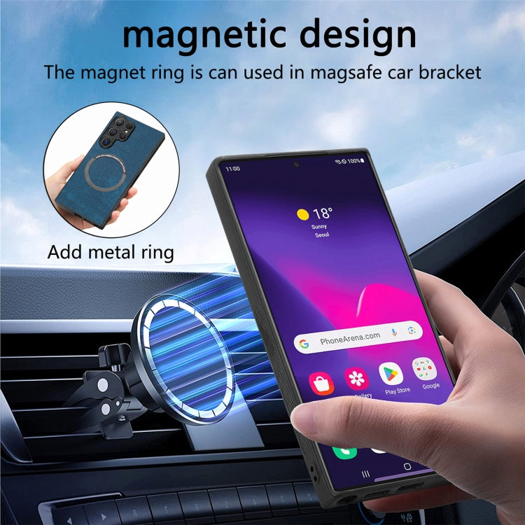 For Samsung Galaxy S24 Ultra 5G CaseNeo MagSafe RFID Anti-theft Retro Leather Phone Case(Blue)
