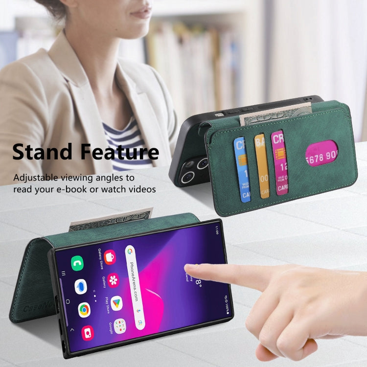 For Samsung Galaxy S24 Ultra 5G CaseNeo MagSafe RFID Anti-theft Retro Leather Phone Case(Green)