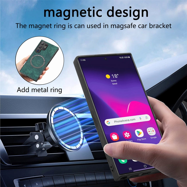 For Samsung Galaxy S24 Ultra 5G CaseNeo MagSafe RFID Anti-theft Retro Leather Phone Case(Green)