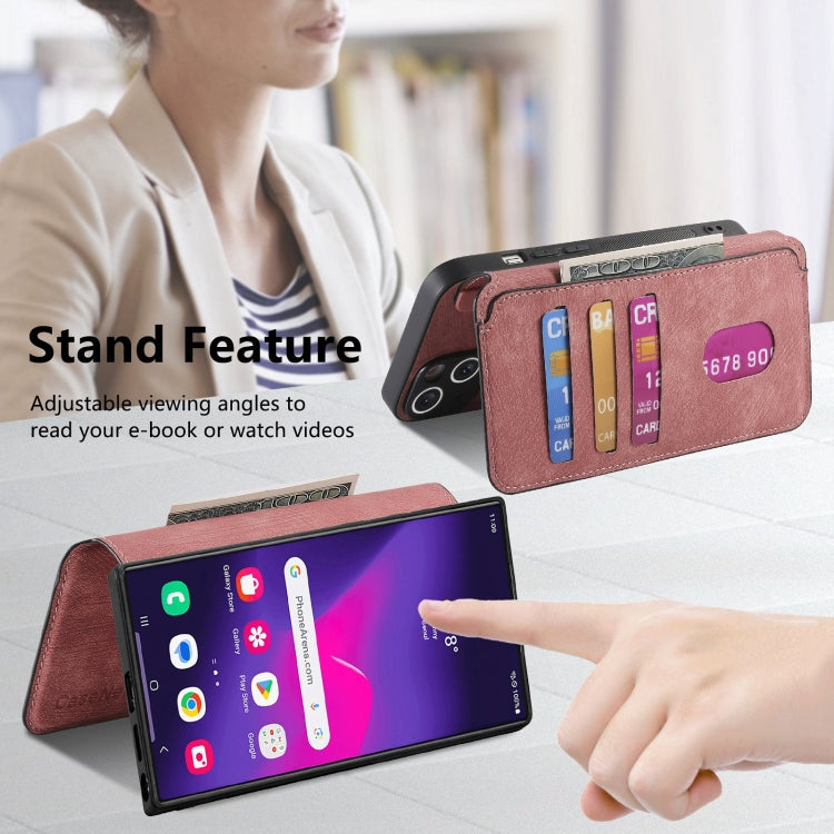 For Samsung Galaxy S24 Ultra 5G CaseNeo MagSafe RFID Anti-theft Retro Leather Phone Case(Pink)
