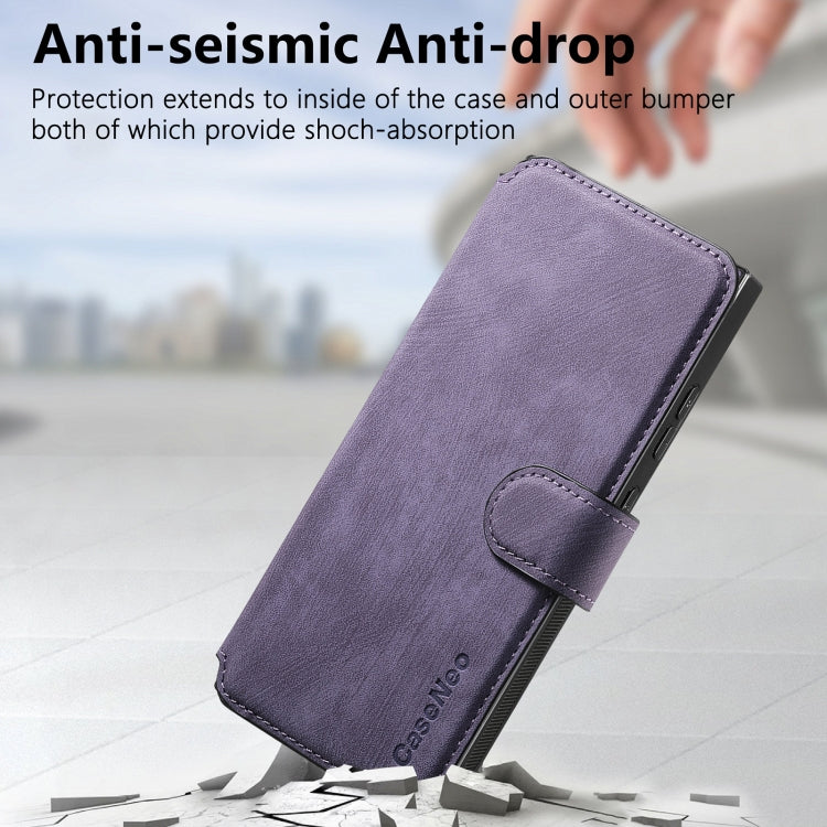 For Samsung Galaxy S24 Ultra 5G CaseNeo MagSafe RFID Anti-theft Retro Leather Phone Case(Purple)