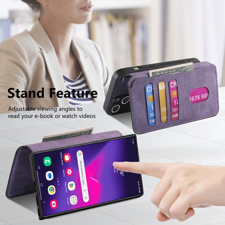 For Samsung Galaxy S24 Ultra 5G CaseNeo MagSafe RFID Anti-theft Retro Leather Phone Case(Purple)