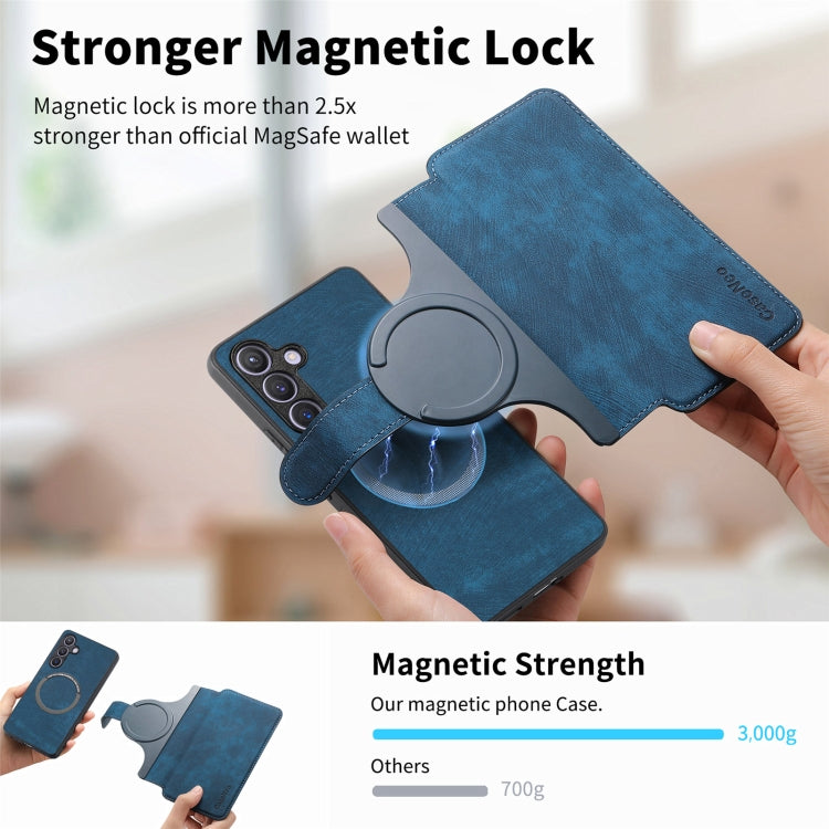 For Samsung Galaxy S24+ 5G CaseNeo MagSafe RFID Anti-theft Retro Leather Phone Case(Blue)