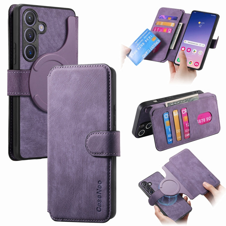 For Samsung Galaxy S24+ 5G CaseNeo MagSafe RFID Anti-theft Retro Leather Phone Case(Purple)