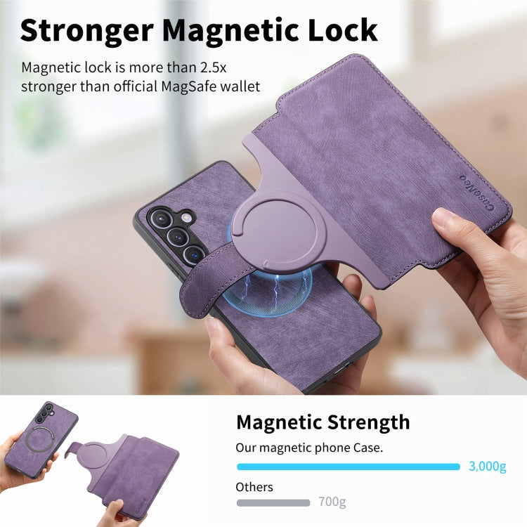 For Samsung Galaxy S24+ 5G CaseNeo MagSafe RFID Anti-theft Retro Leather Phone Case(Purple)