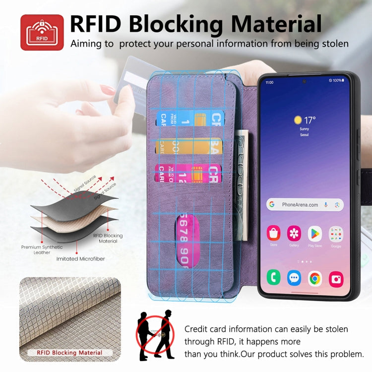 For Samsung Galaxy S24+ 5G CaseNeo MagSafe RFID Anti-theft Retro Leather Phone Case(Purple)