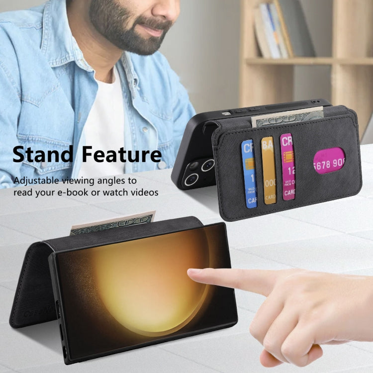 For Samsung Galaxy S23 Ultra 5G CaseNeo MagSafe RFID Anti-theft Retro Leather Phone Case(Black)