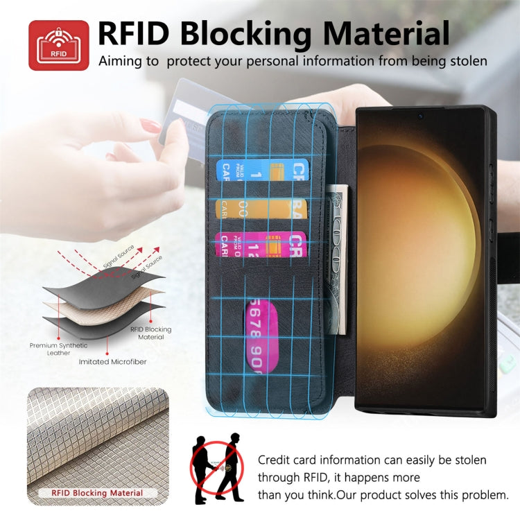 For Samsung Galaxy S23 Ultra 5G CaseNeo MagSafe RFID Anti-theft Retro Leather Phone Case(Black)