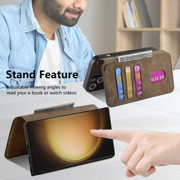 For Samsung Galaxy S23 Ultra 5G CaseNeo MagSafe RFID Anti-theft Retro Leather Phone Case(Brown)