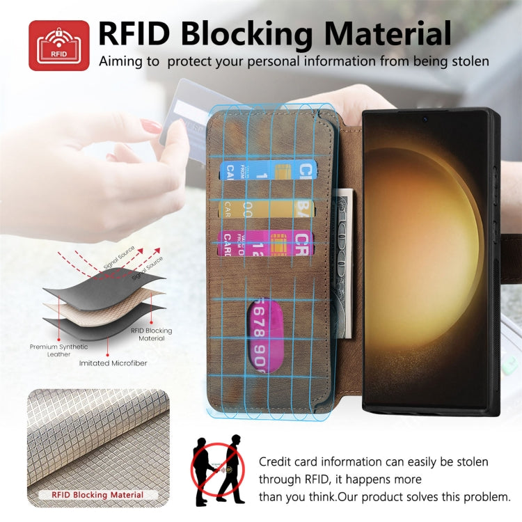 For Samsung Galaxy S23 Ultra 5G CaseNeo MagSafe RFID Anti-theft Retro Leather Phone Case(Brown)