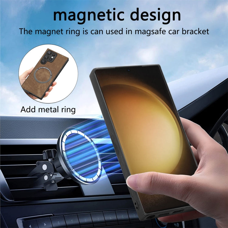 For Samsung Galaxy S23 Ultra 5G CaseNeo MagSafe RFID Anti-theft Retro Leather Phone Case(Brown)