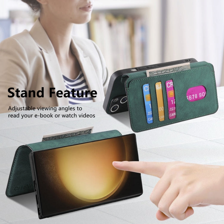 For Samsung Galaxy S23 Ultra 5G CaseNeo MagSafe RFID Anti-theft Retro Leather Phone Case(Green)