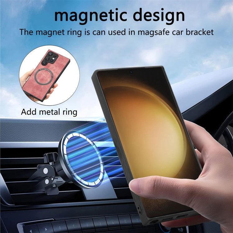 For Samsung Galaxy S23 Ultra 5G CaseNeo MagSafe RFID Anti-theft Retro Leather Phone Case(Pink)
