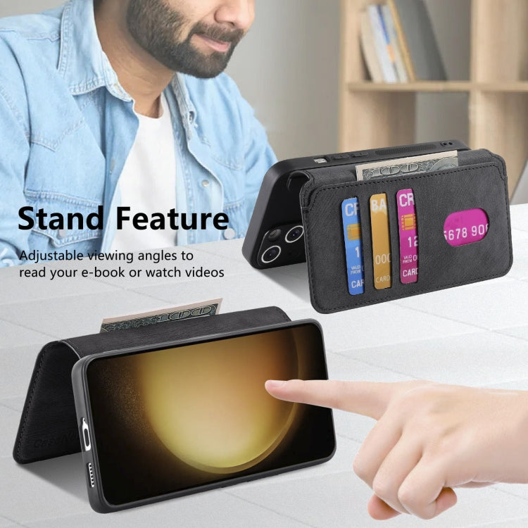 For Samsung Galaxy S23+ 5G CaseNeo MagSafe RFID Anti-theft Retro Leather Phone Case(Black)