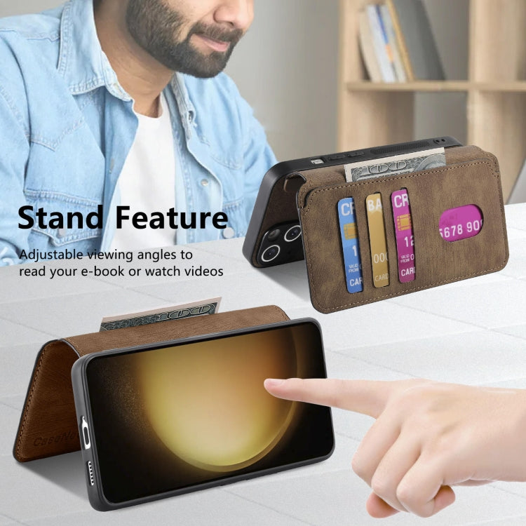 For Samsung Galaxy S23+ 5G CaseNeo MagSafe RFID Anti-theft Retro Leather Phone Case(Brown)