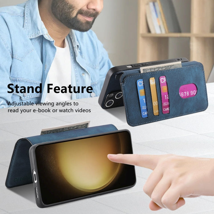 For Samsung Galaxy S23+ 5G CaseNeo MagSafe RFID Anti-theft Retro Leather Phone Case(Blue)