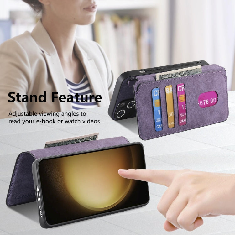 For Samsung Galaxy S23+ 5G CaseNeo MagSafe RFID Anti-theft Retro Leather Phone Case(Purple)