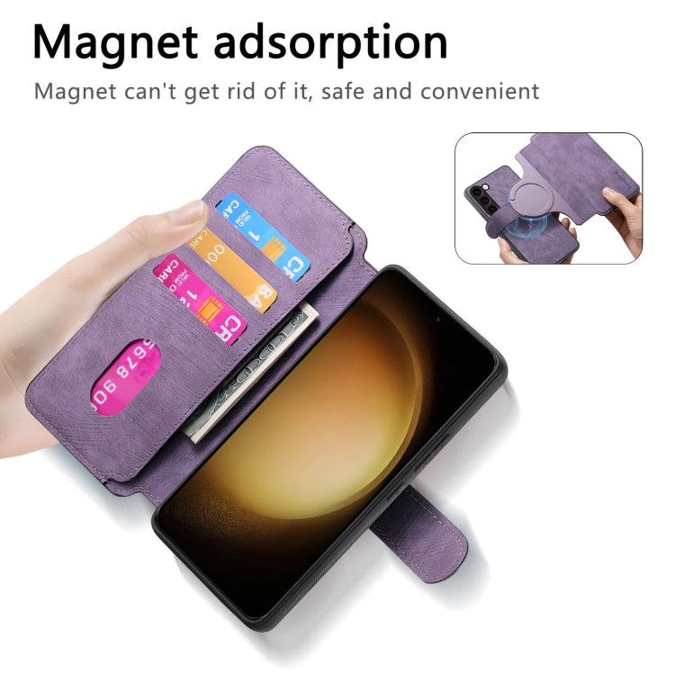 For Samsung Galaxy S23+ 5G CaseNeo MagSafe RFID Anti-theft Retro Leather Phone Case(Purple)