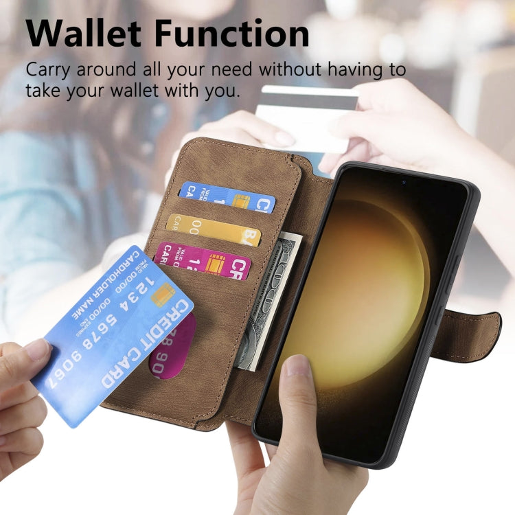 For Samsung Galaxy S23 5G CaseNeo MagSafe RFID Anti-theft Retro Leather Phone Case(Brown)