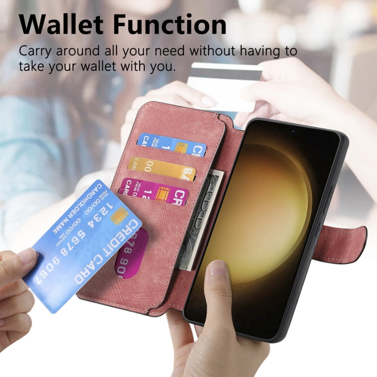 For Samsung Galaxy S23 5G CaseNeo MagSafe RFID Anti-theft Retro Leather Phone Case(Pink)