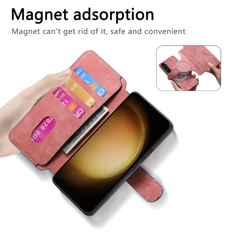 For Samsung Galaxy S23 5G CaseNeo MagSafe RFID Anti-theft Retro Leather Phone Case(Pink)