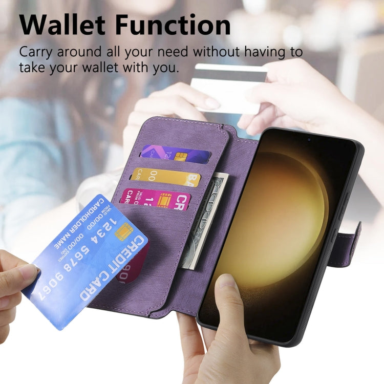 For Samsung Galaxy S23 5G CaseNeo MagSafe RFID Anti-theft Retro Leather Phone Case(Purple)