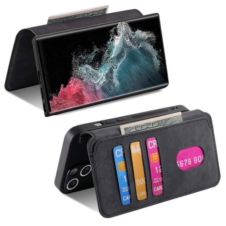 For Samsung Galaxy S22 Ultra 5G CaseNeo MagSafe RFID Anti-theft Retro Leather Phone Case(Black)
