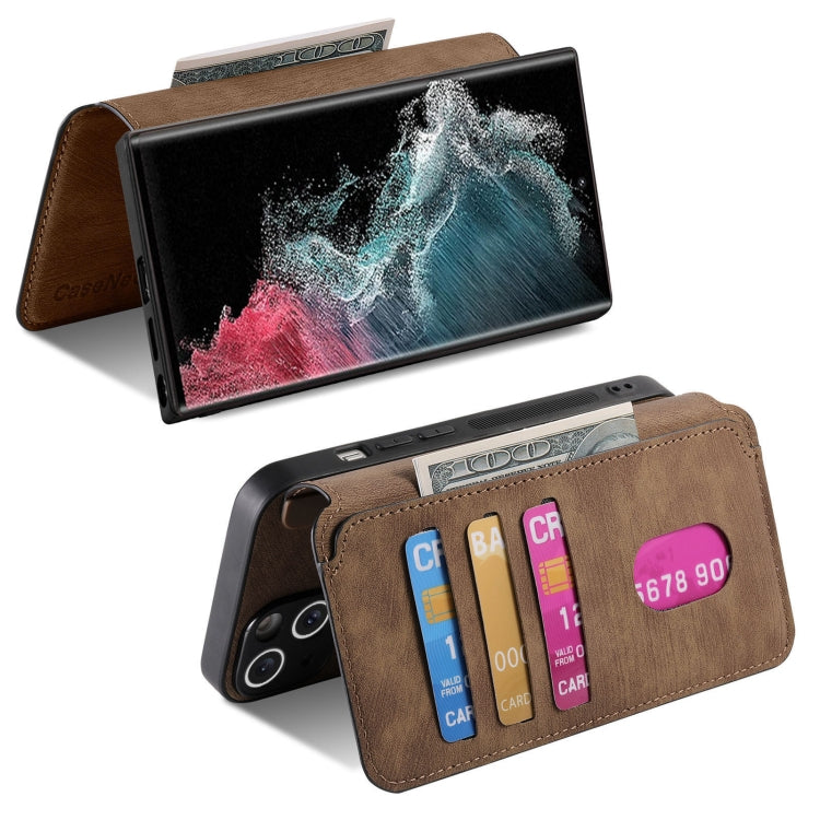 For Samsung Galaxy S22 Ultra 5G CaseNeo MagSafe RFID Anti-theft Retro Leather Phone Case(Brown)