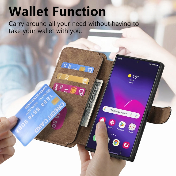 For Samsung Galaxy S22 Ultra 5G CaseNeo MagSafe RFID Anti-theft Retro Leather Phone Case(Brown)