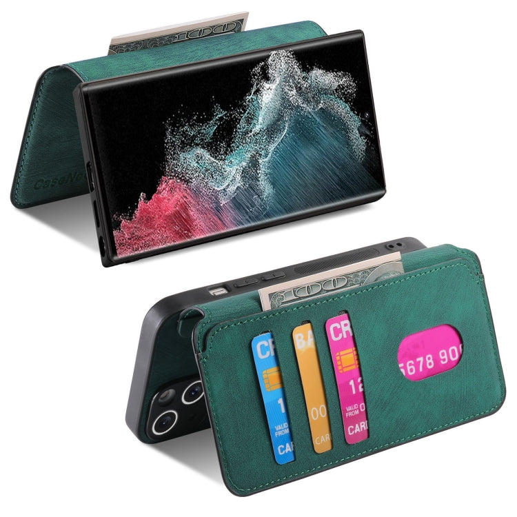 For Samsung Galaxy S22 Ultra 5G CaseNeo MagSafe RFID Anti-theft Retro Leather Phone Case(Green)