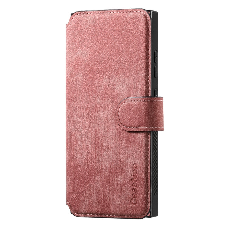 For Samsung Galaxy S22 Ultra 5G CaseNeo MagSafe RFID Anti-theft Retro Leather Phone Case(Pink)