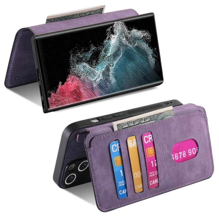 For Samsung Galaxy S22 Ultra 5G CaseNeo MagSafe RFID Anti-theft Retro Leather Phone Case(Purple)