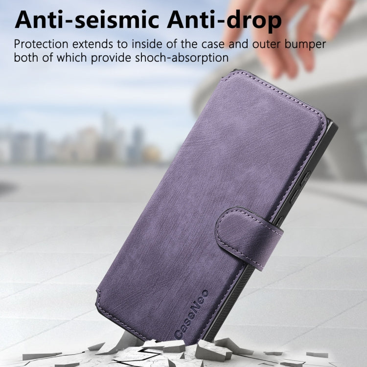 For Samsung Galaxy S22 Ultra 5G CaseNeo MagSafe RFID Anti-theft Retro Leather Phone Case(Purple)
