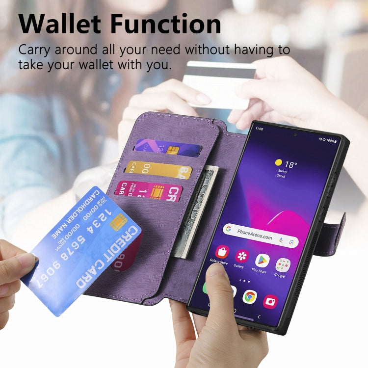 For Samsung Galaxy S22 Ultra 5G CaseNeo MagSafe RFID Anti-theft Retro Leather Phone Case(Purple)