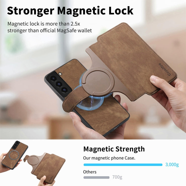 For Samsung Galaxy S22+ 5G CaseNeo MagSafe RFID Anti-theft Retro Leather Phone Case(Brown)